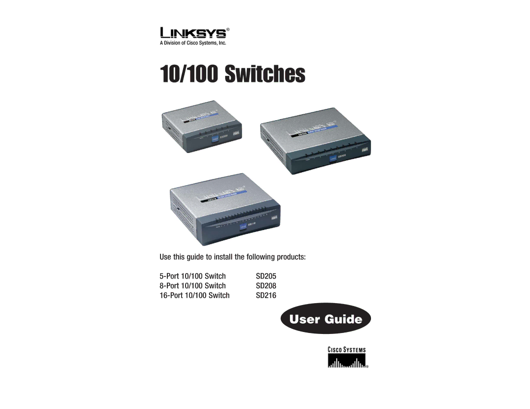 Linksys SD205 manual 10/100 Switches 