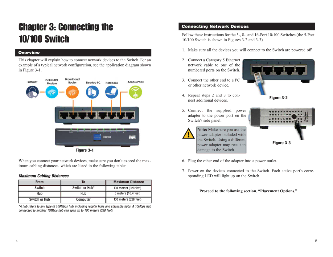 Linksys SD205 manual Connecting the 10/100 Switch 