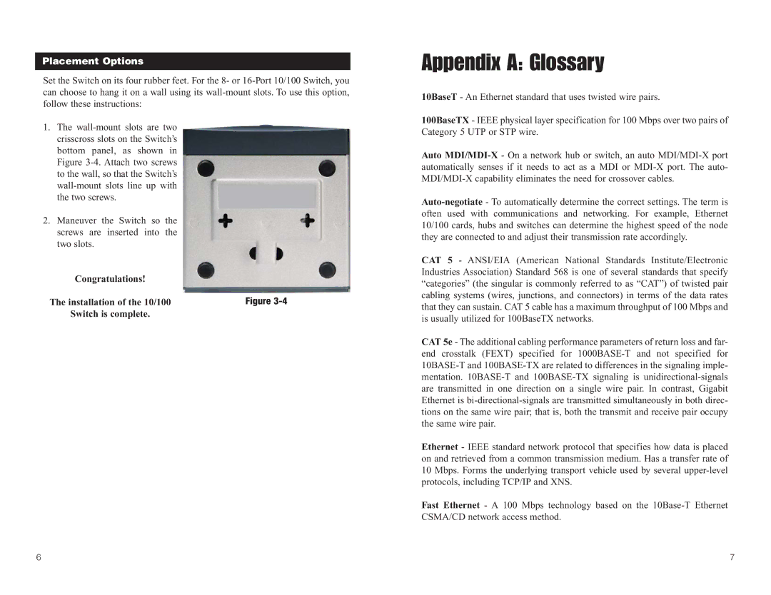 Linksys SD205 manual Appendix a Glossary, Placement Options 