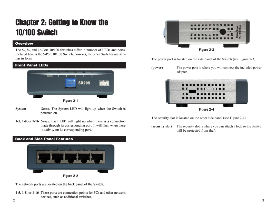 Linksys SD205 manual Getting to Know the 10/100 Switch, Planning Your Network Layout Overview, Front Panel LEDs, power 
