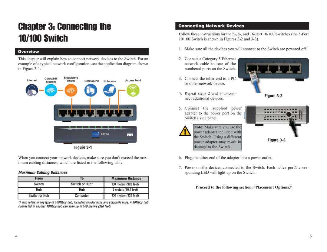 Linksys SD205 manual Connecting the 10/100 Switch, Planning Your Network Layout Overview, Connecting Network Devices 