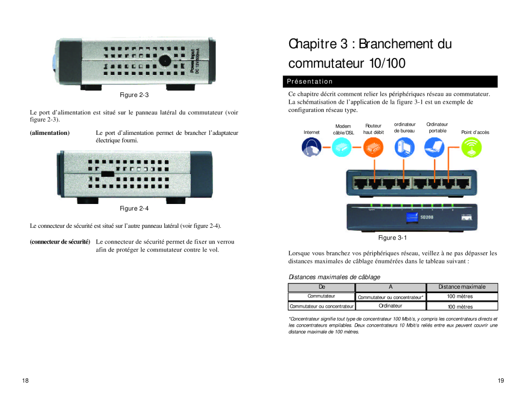 Linksys SD208 manual Chapitre 3 Branchement du commutateur 10/100, Planification de la configuration du réseau Présentation 