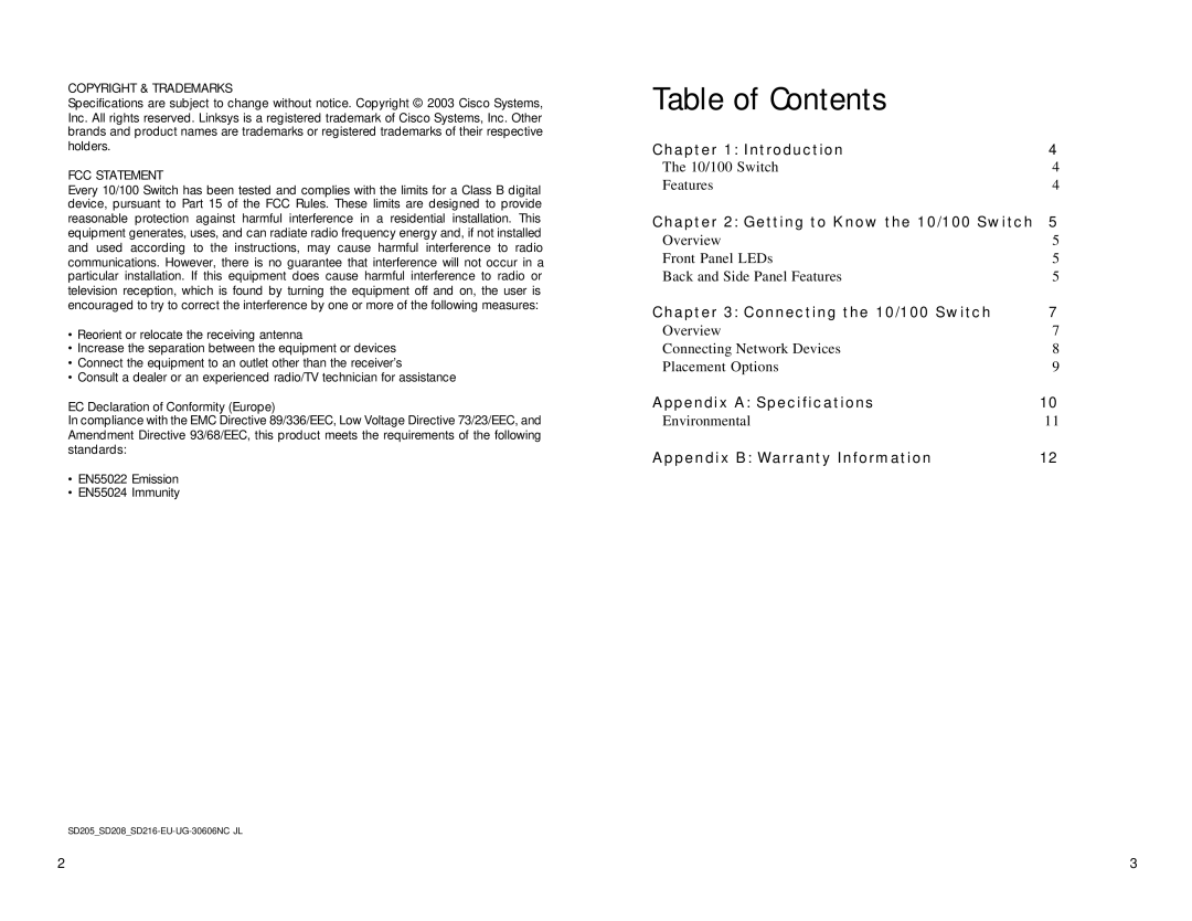 Linksys SD208, SD216 manual Copyright & Trademarks, FCC Statement 