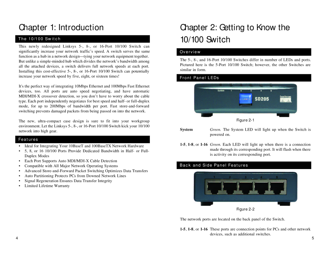 Linksys SD216, SD208 manual Introduction, Getting to Know the 10/100 Switch 