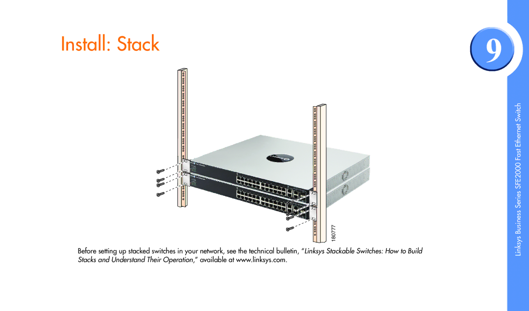 Linksys SFE2000 manual Install Stack 