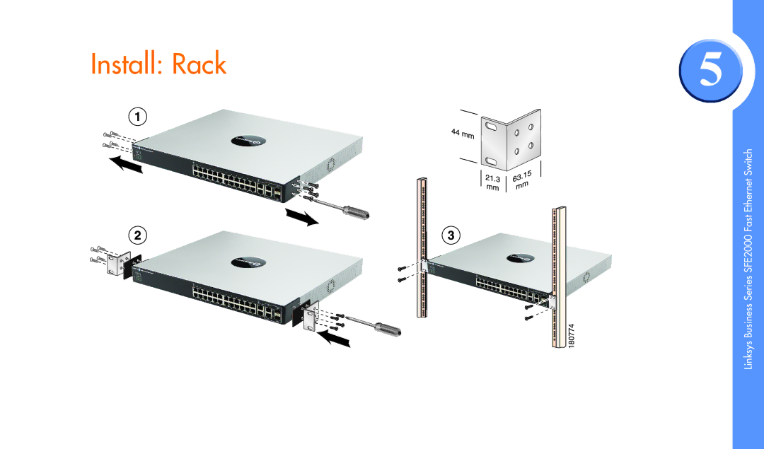 Linksys SFE2000 manual Install Rack 