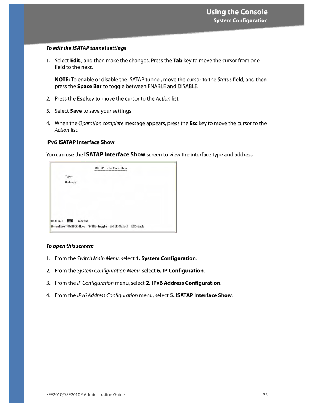 Linksys SFE2010P manual To edit the Isatap tunnel settings 