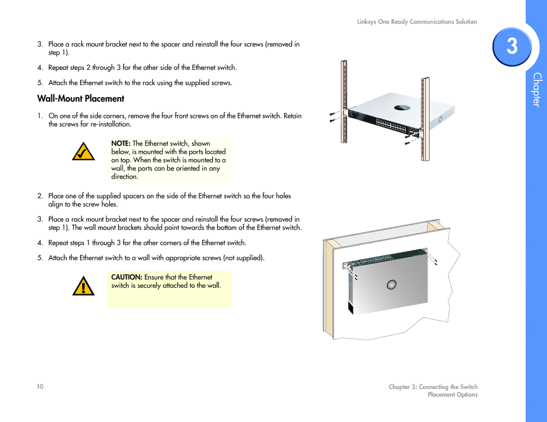 Linksys SGE2000 manual Wall-Mount Placement 