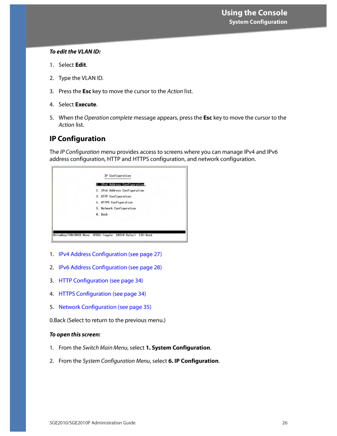 Linksys SGE2010P manual IP Configuration, To edit the Vlan ID 