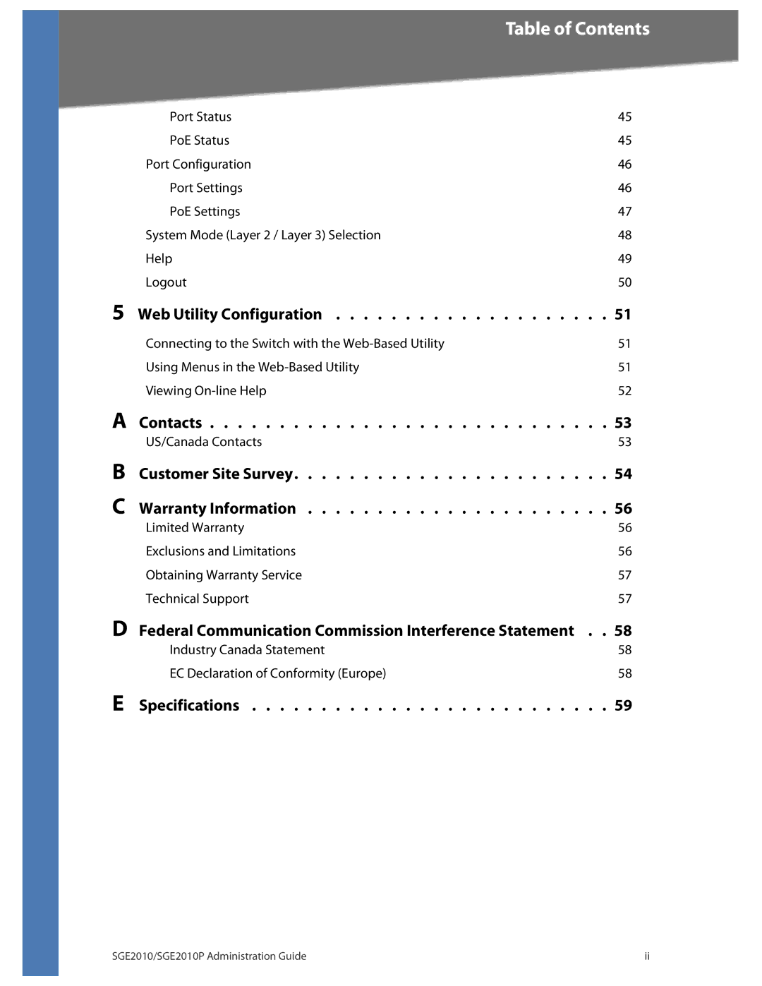 Linksys SGE2010P manual Contacts 