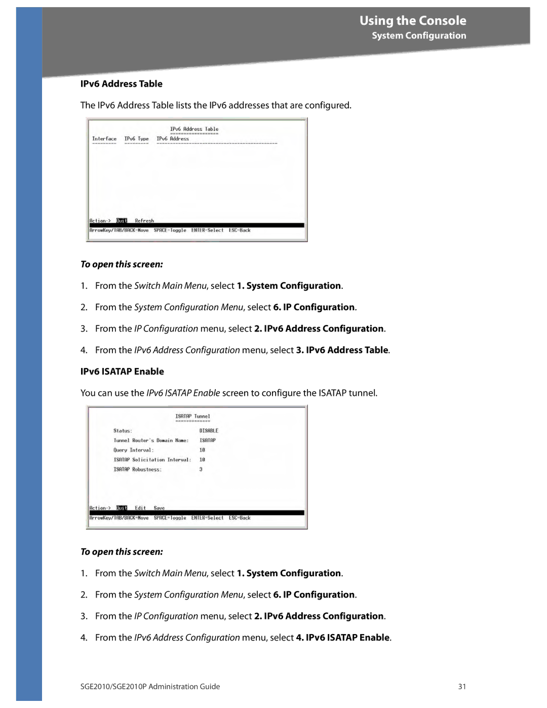 Linksys SGE2010P manual IPv6 Address Table 