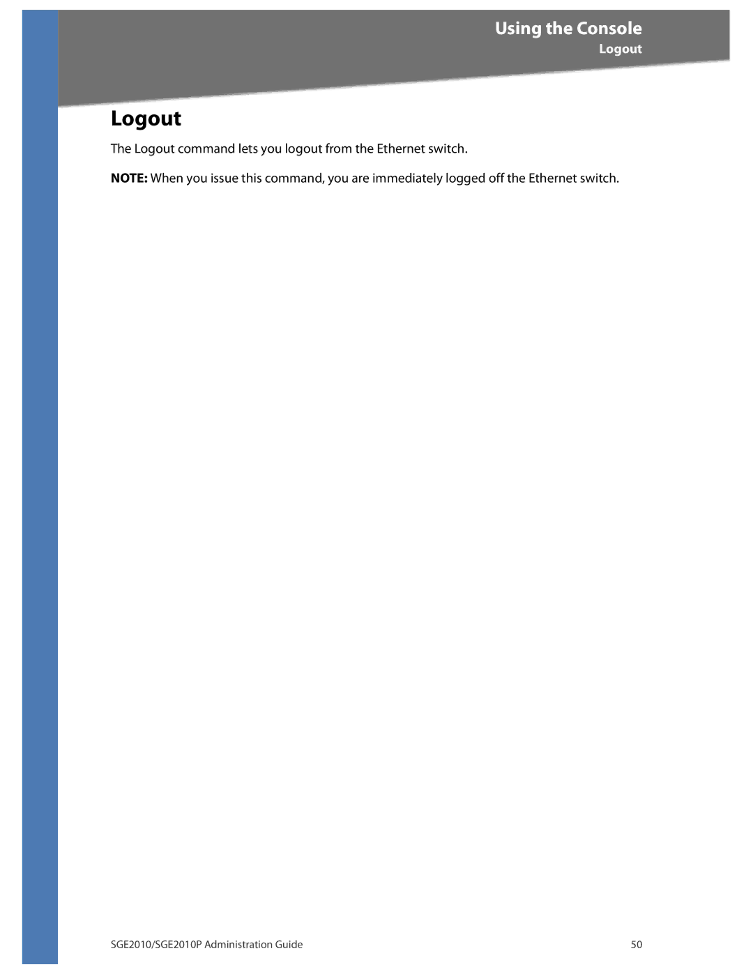 Linksys SGE2010P manual Logout 