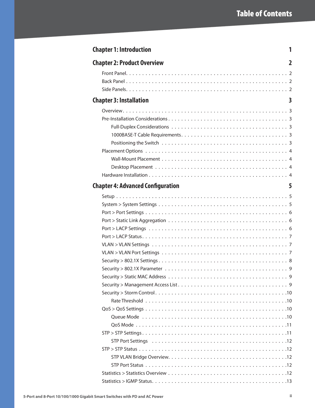 Linksys SLM2008, SLM2005 manual Table of Contents 