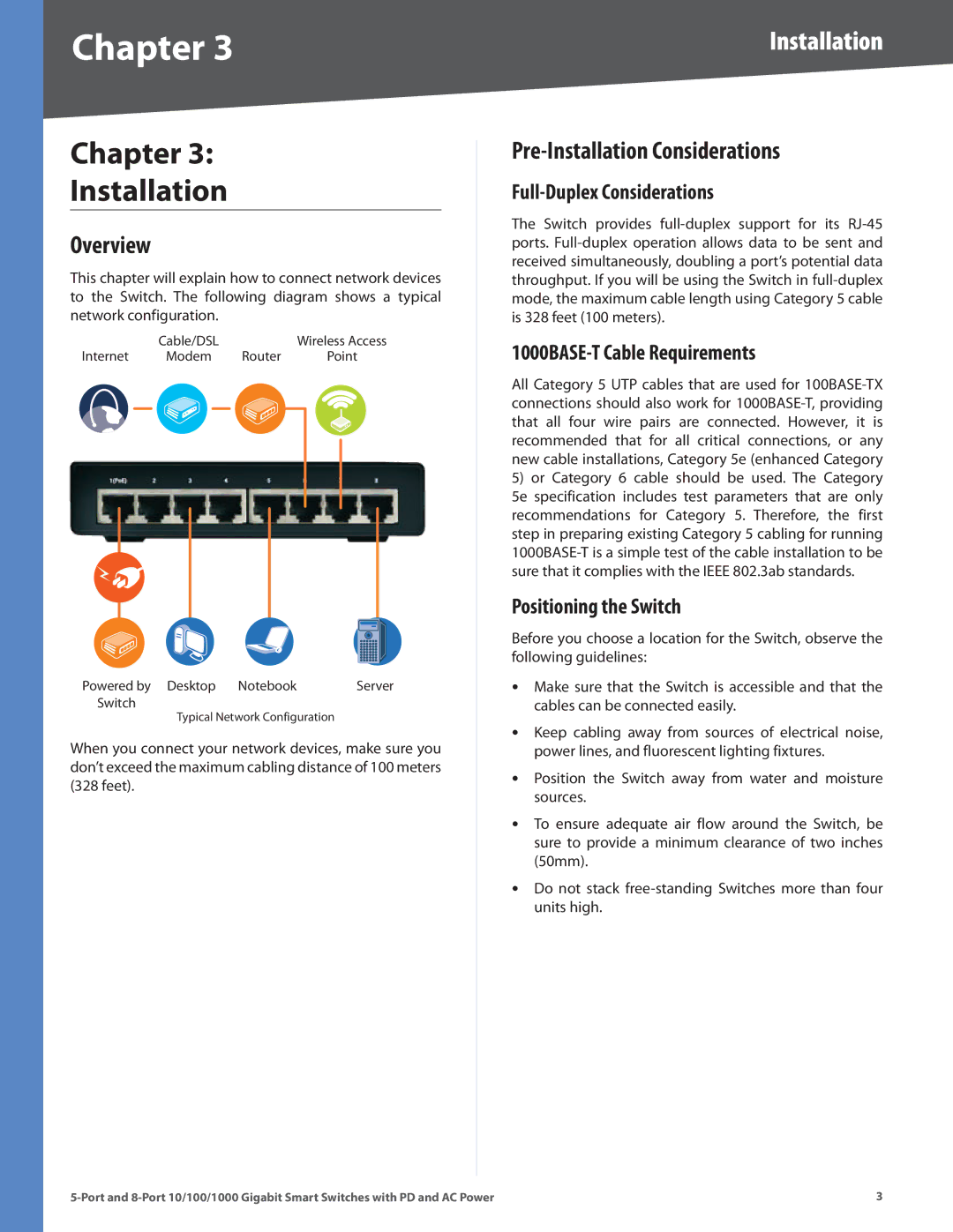 Linksys SLM2008, SLM2005 manual Chapter Installation, Overview, Pre-Installation Considerations 