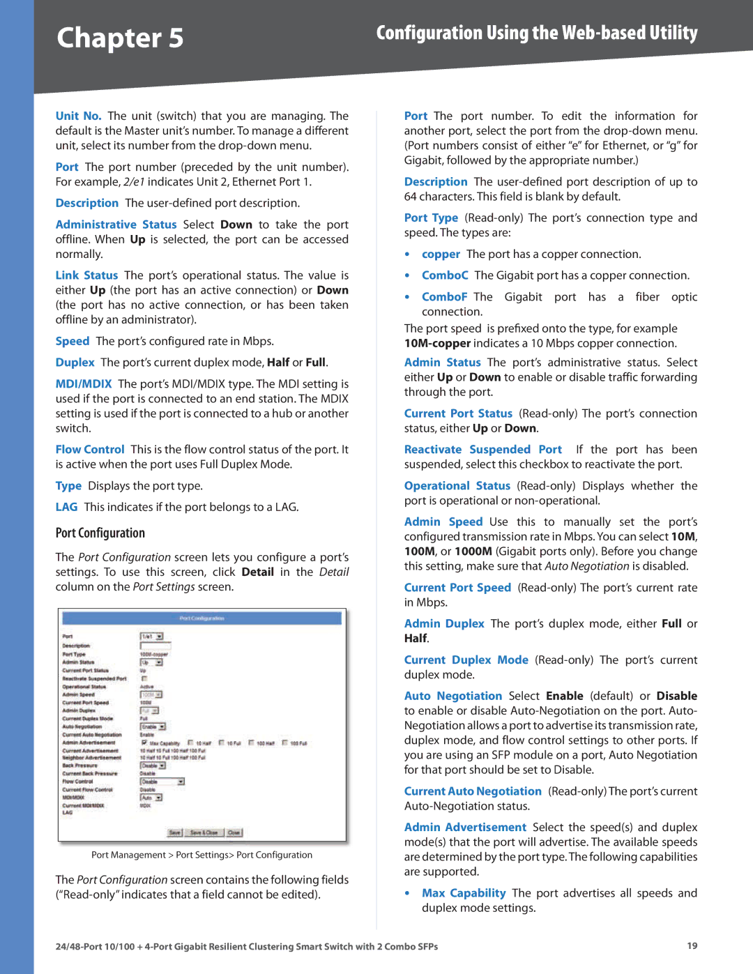 Linksys SLM224G4S manual Port Configuration 