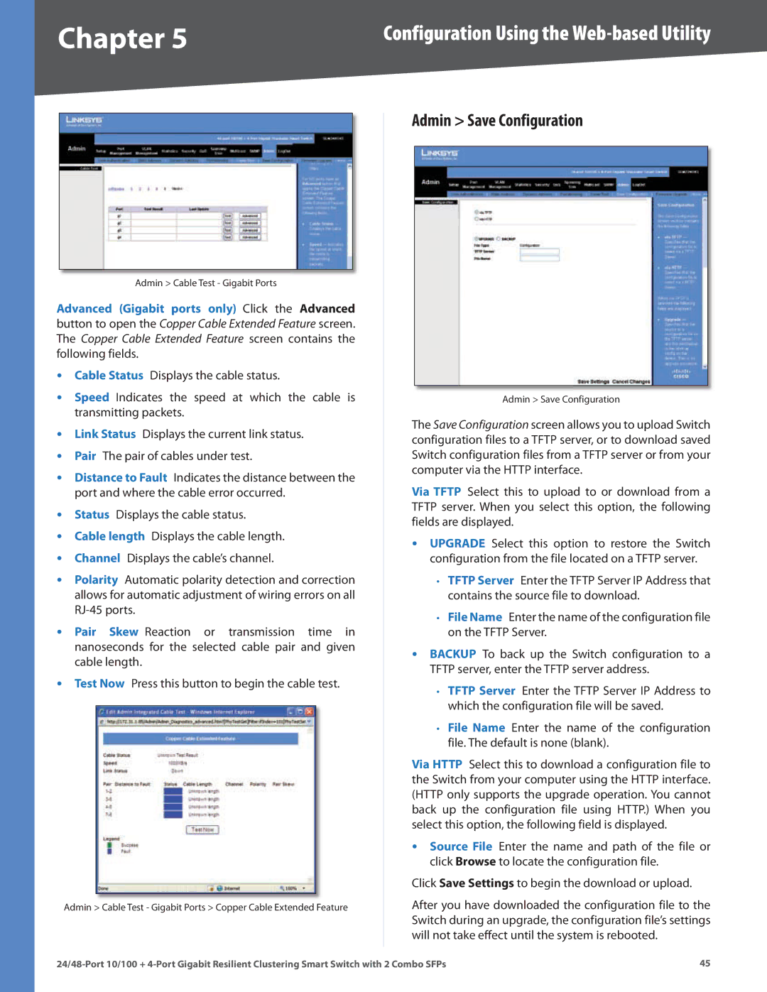 Linksys SLM224G4S manual Admin Save Configuration 