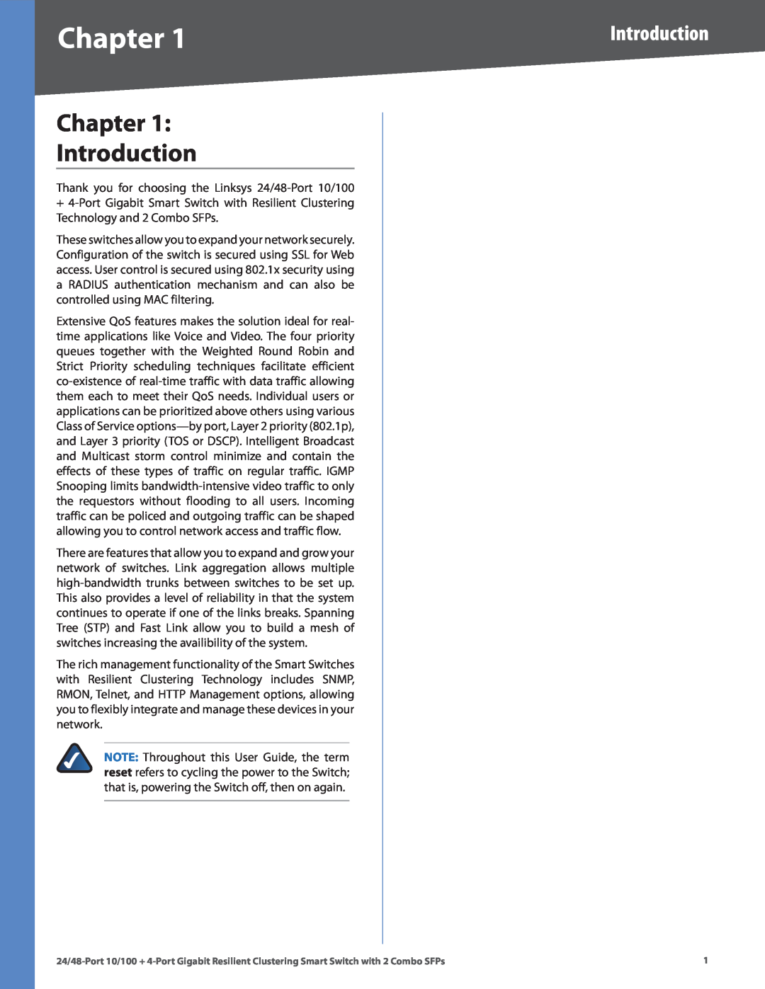 Linksys SLM224G4S manual Chapter, Introduction 