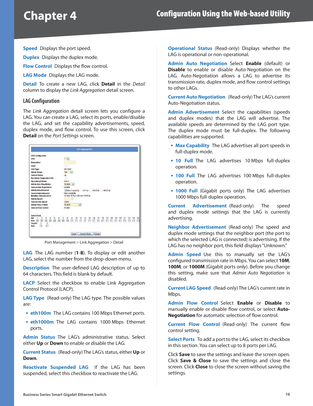 Linksys SLM2024, SLM248P, SLM248G, SLM224P, SLM2048, SLM224G manual LAG Configuration 