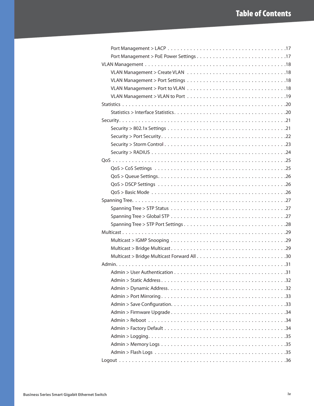 Linksys SLM2048, SLM248P, SLM248G, SLM224P, SLM2024, SLM224G manual Table of Contents 