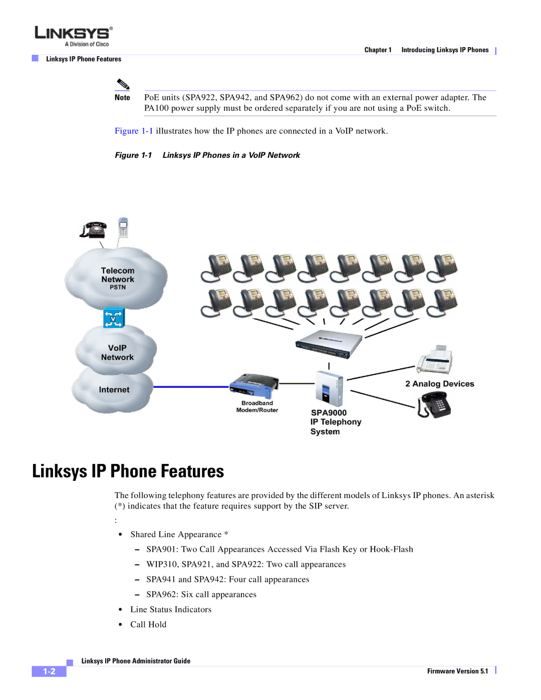 Linksys SPA 900 SERIES manual Linksys IP Phone Features, Linksys IP Phones in a VoIP Network 