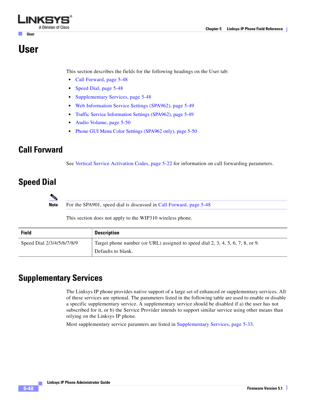 Linksys SPA 900 SERIES manual User, Call Forward, Speed Dial 