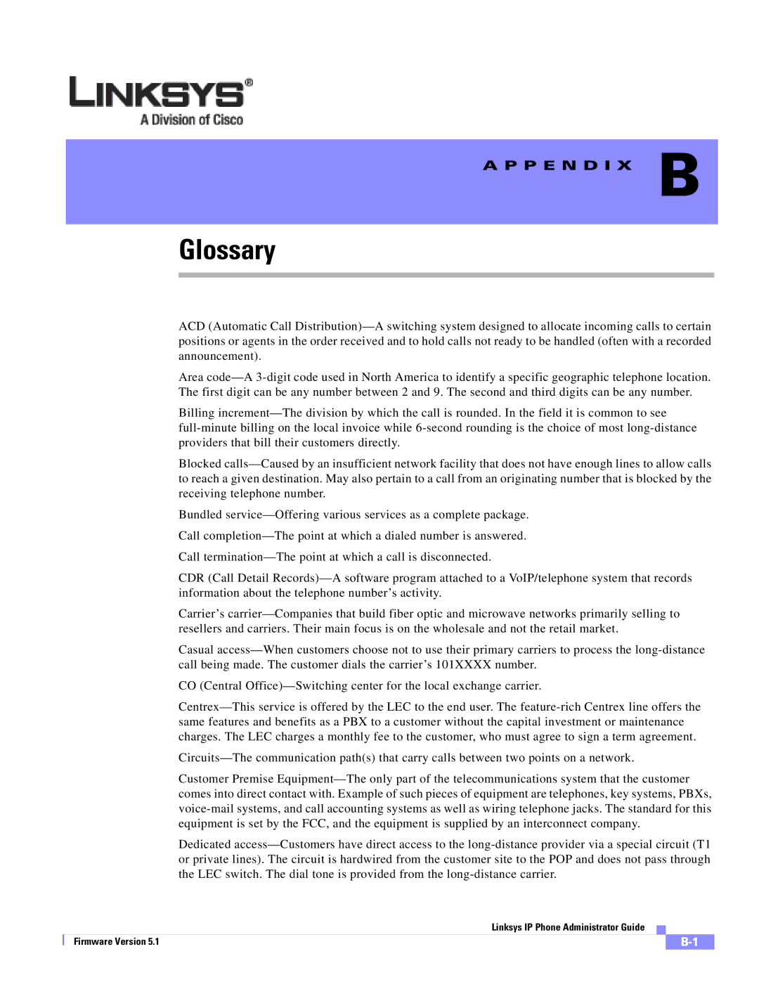 Linksys SPA 900 SERIES manual Glossary 