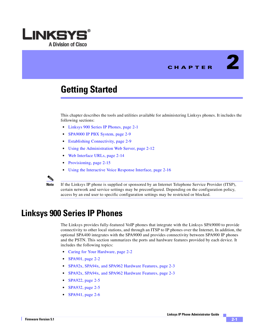 Linksys SPA 900 SERIES manual Getting Started, Linksys 900 Series IP Phones 