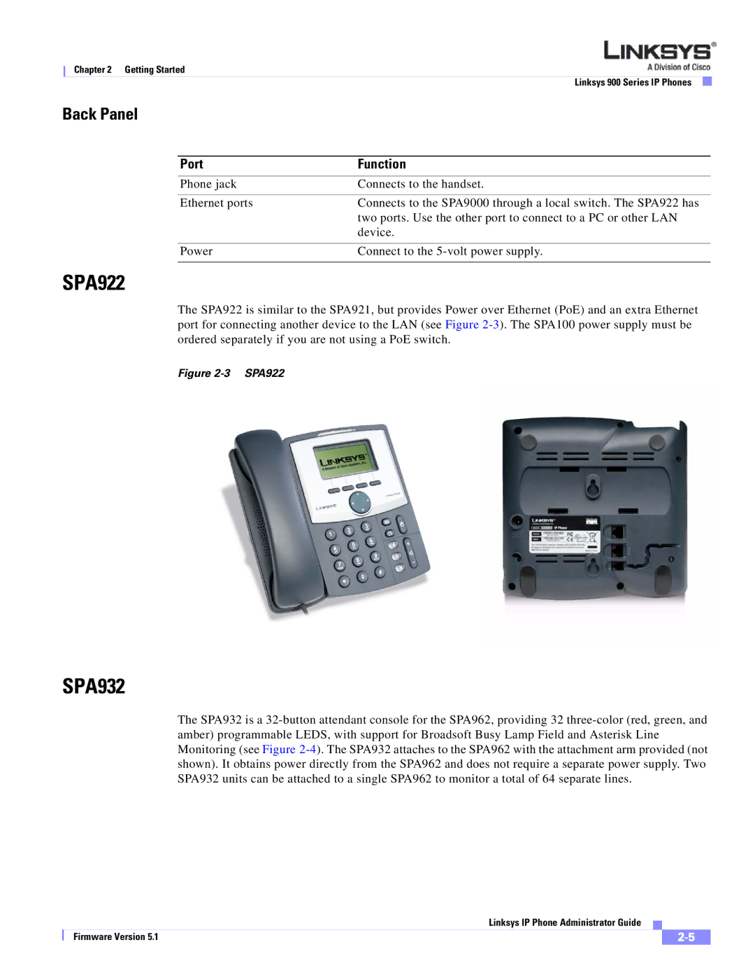 Linksys SPA 900 SERIES manual SPA922, SPA932 