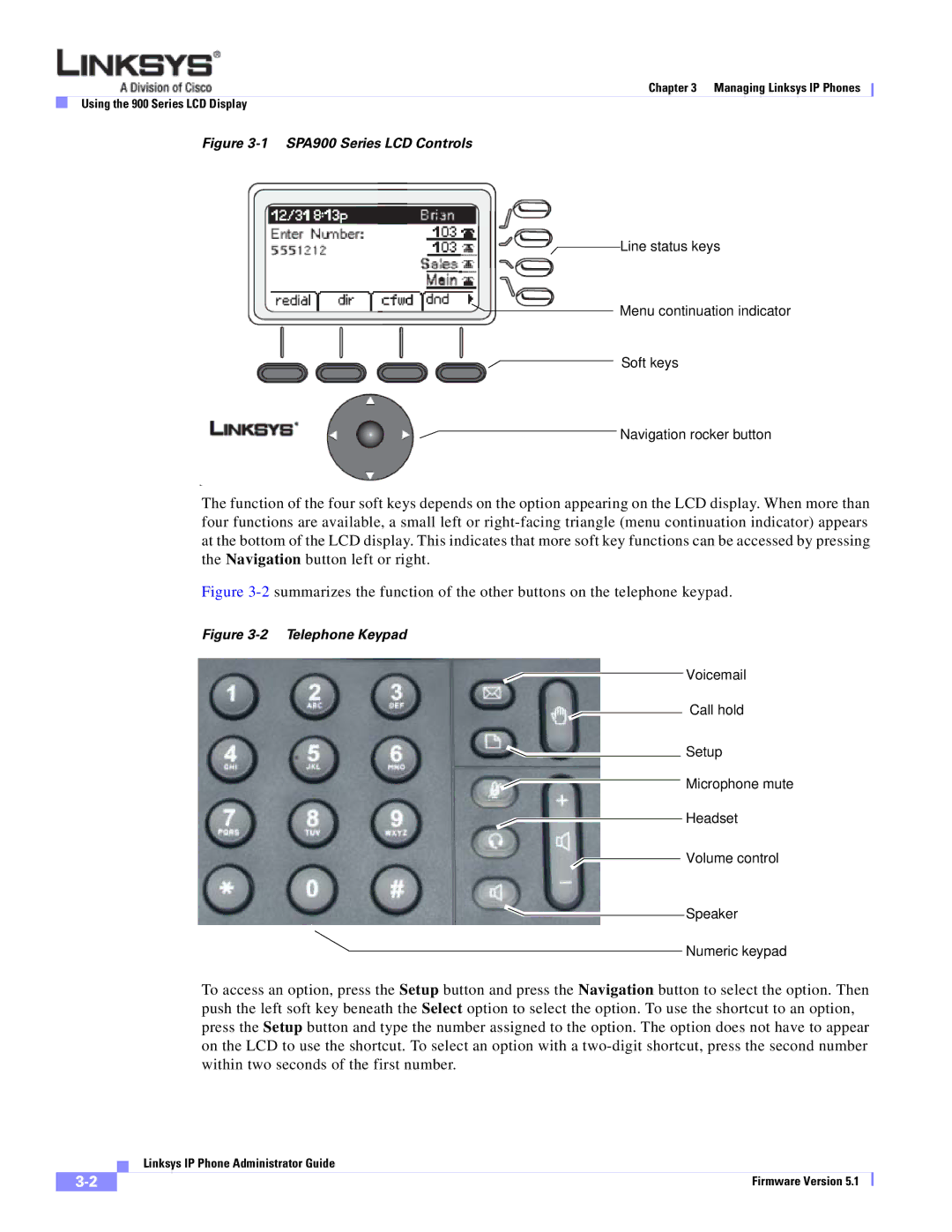 Linksys SPA 900 SERIES manual SPA900 Series LCD Controls 