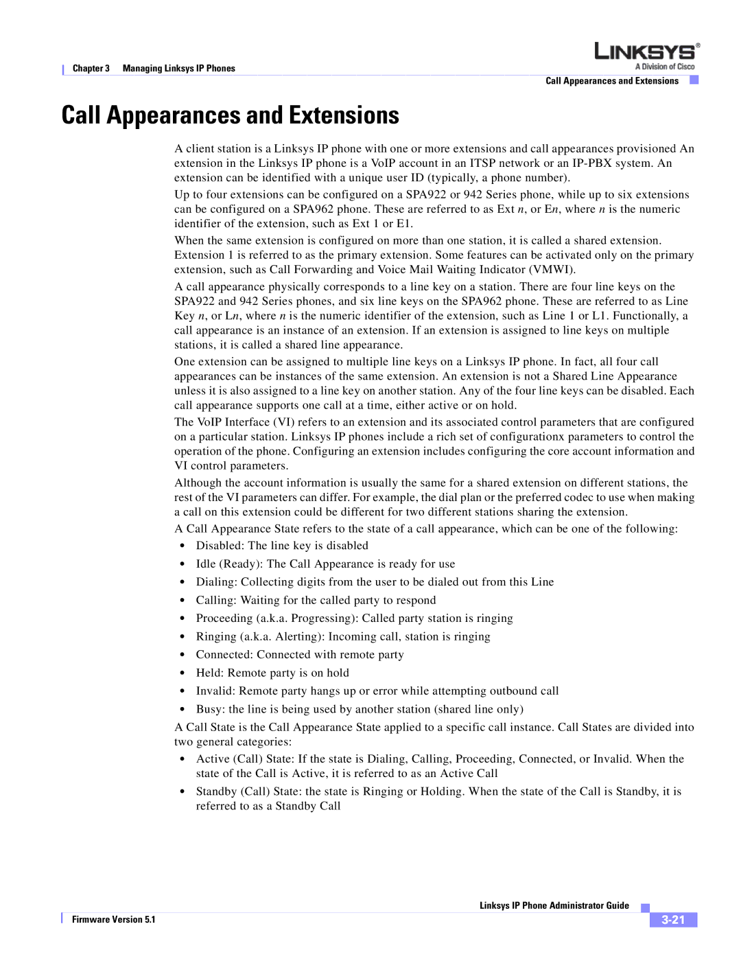 Linksys SPA 900 SERIES manual Call Appearances and Extensions 