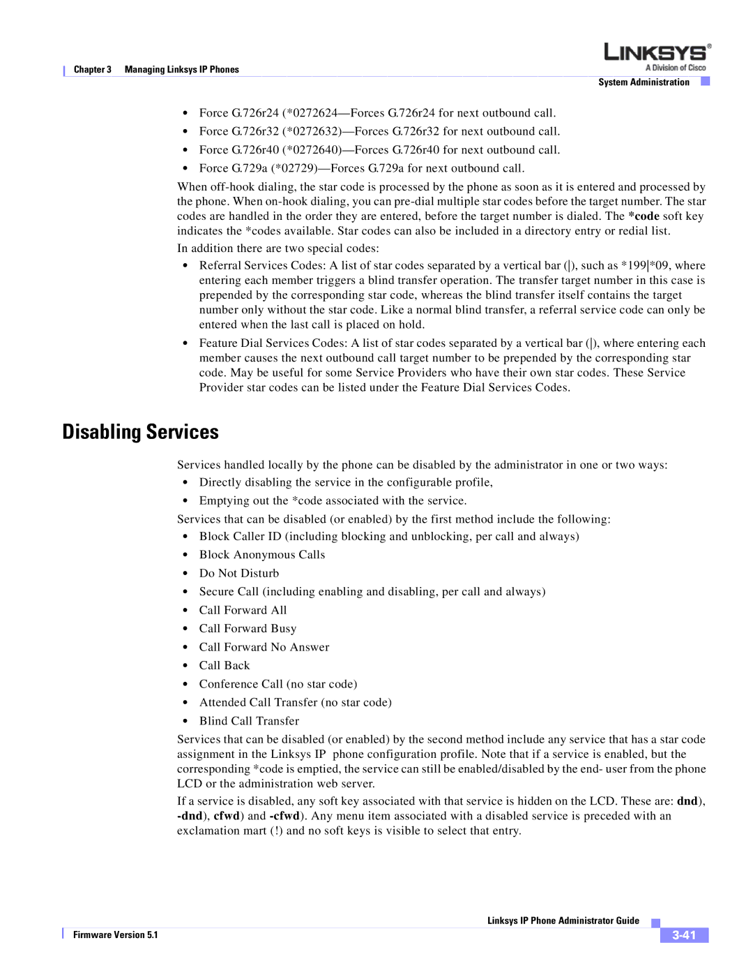 Linksys SPA 900 SERIES manual Disabling Services 