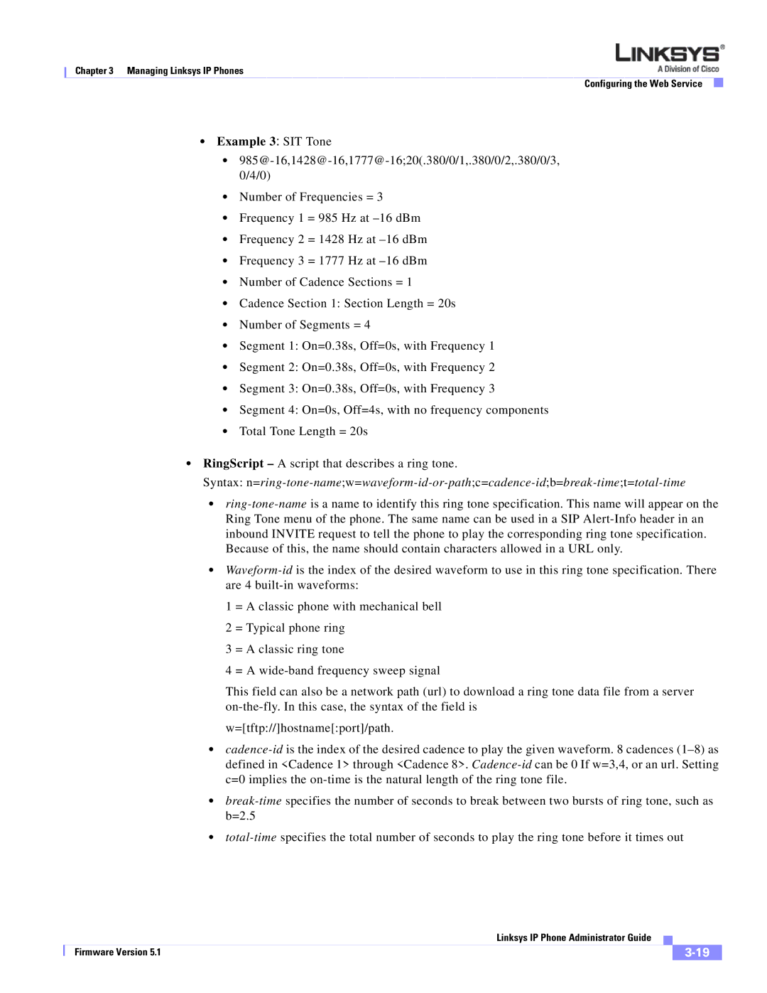 Linksys SPA 900 manual Example 3 SIT Tone 