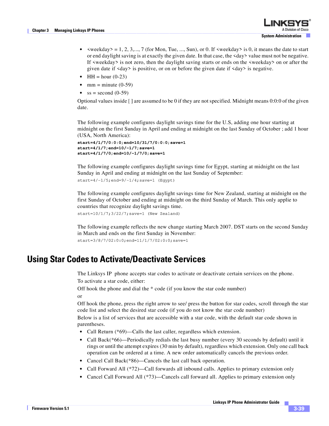 Linksys SPA 900 manual Using Star Codes to Activate/Deactivate Services 