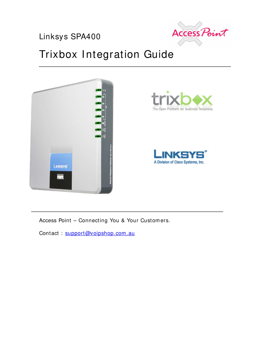 Linksys SPA400 manual Trixbox Integration Guide 