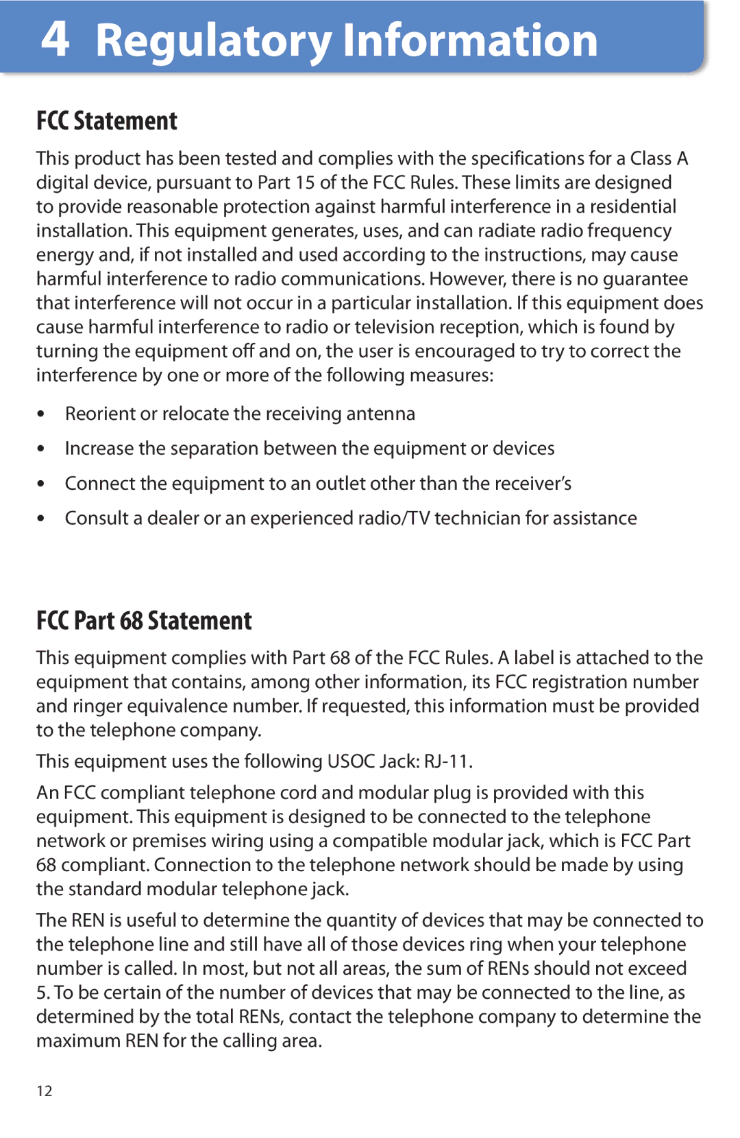 Linksys SPA8000 manual Regulatory Information, FCC Statement 