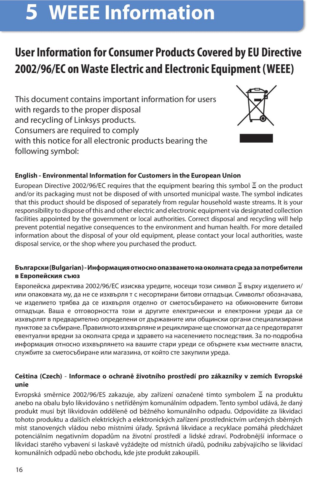 Linksys SPA8000 manual Weee Information 