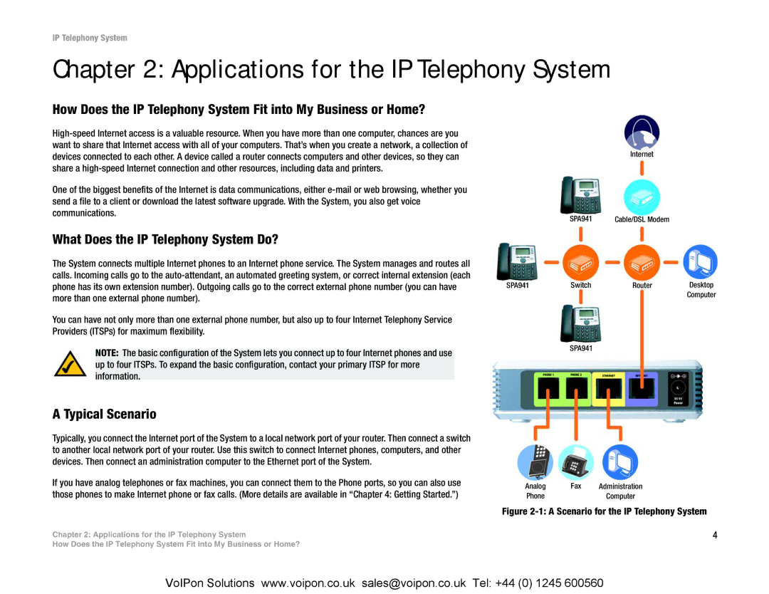 Linksys SPA9000 manual Applications for the IP Telephony System, What Does the IP Telephony System Do?, Typical Scenario 