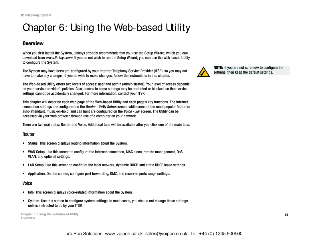 Linksys SPA9000 manual Using the Web-based Utility, Router, Voice 