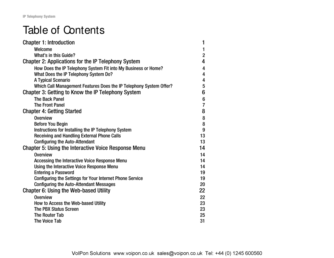 Linksys SPA9000 manual Table of Contents 