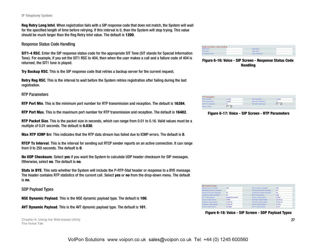 Linksys SPA9000 manual Response Status Code Handling, RTP Parameters, SDP Payload Types 