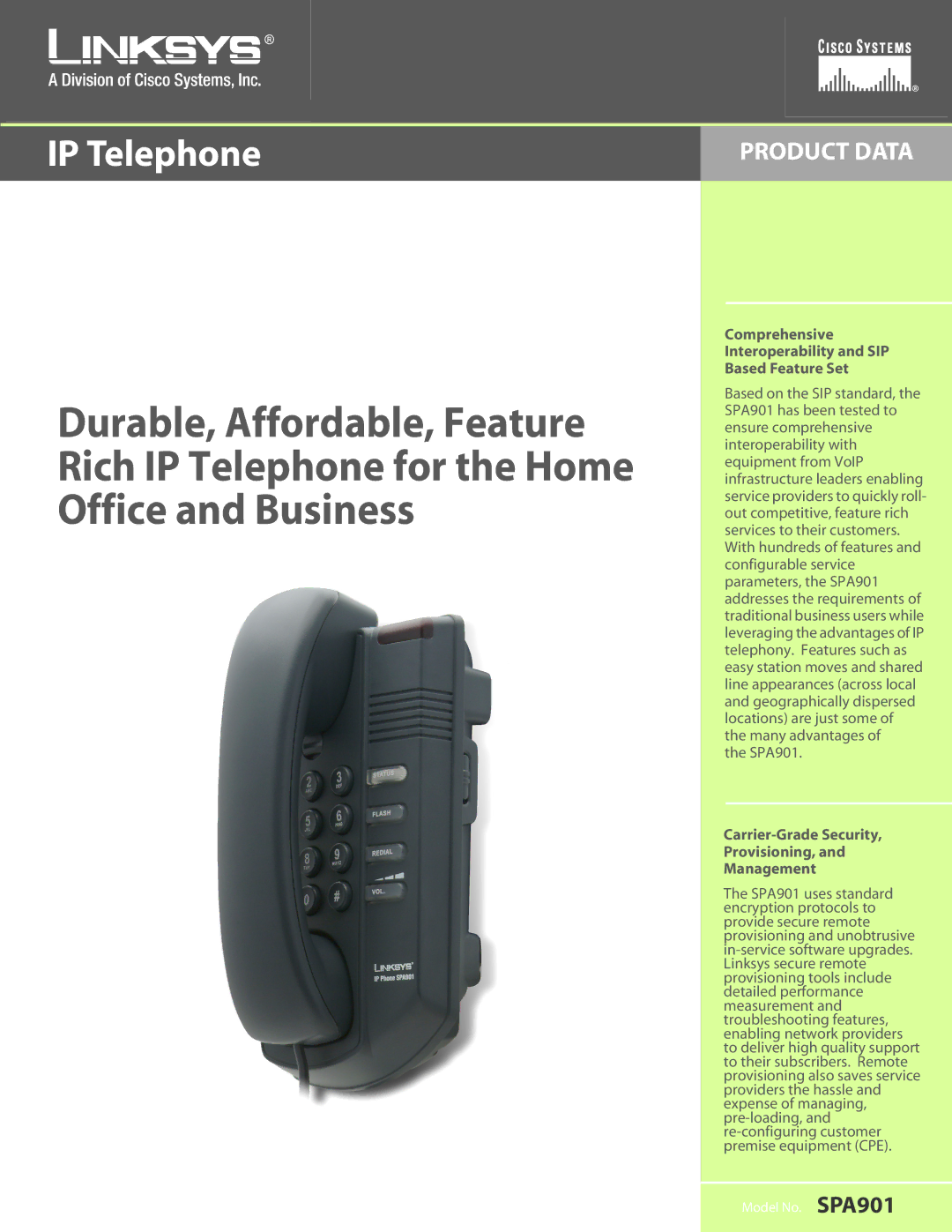 Linksys SPA901 manual IP Telephone 