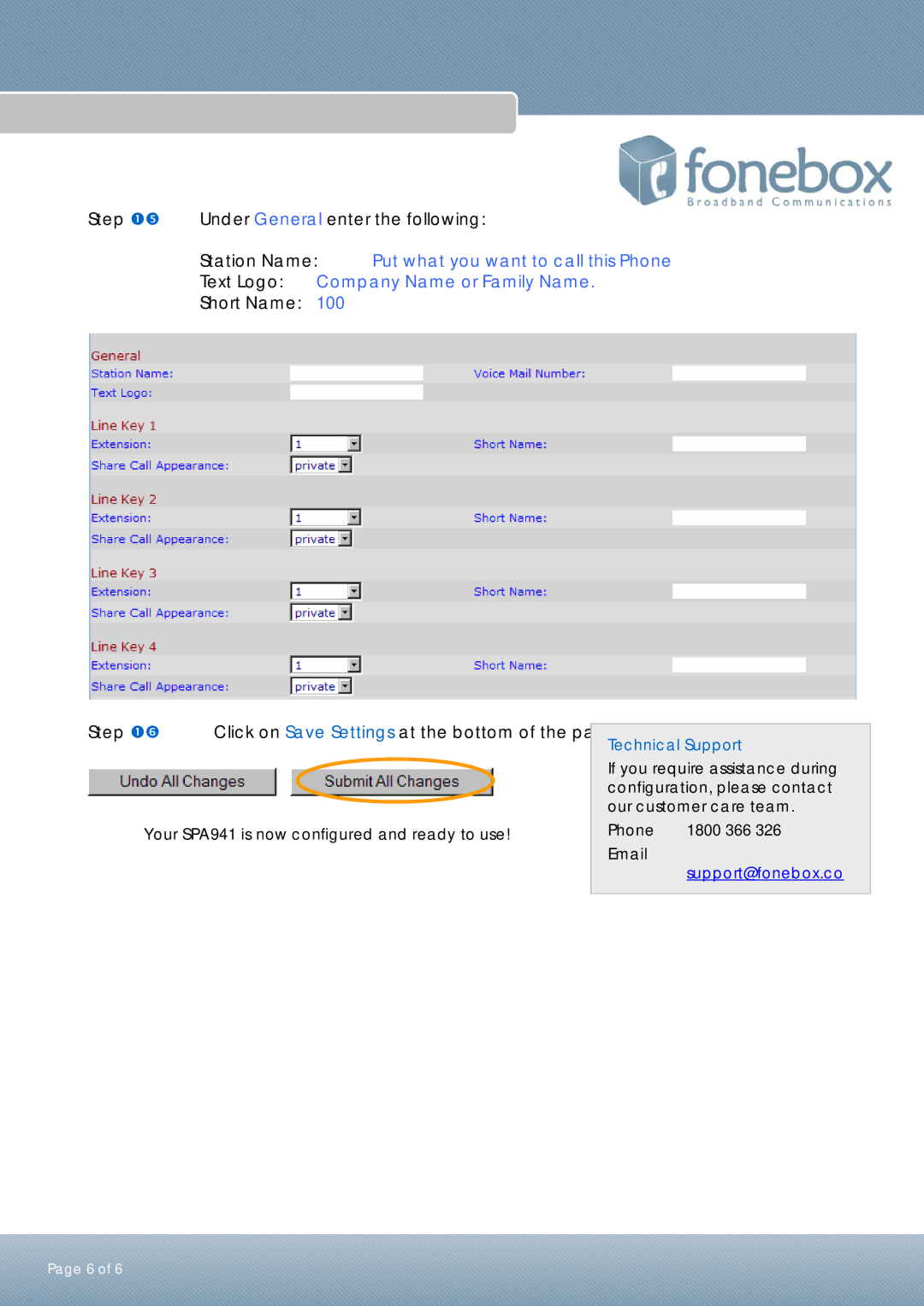 Linksys SPA941 manual Company Name or Family Name 