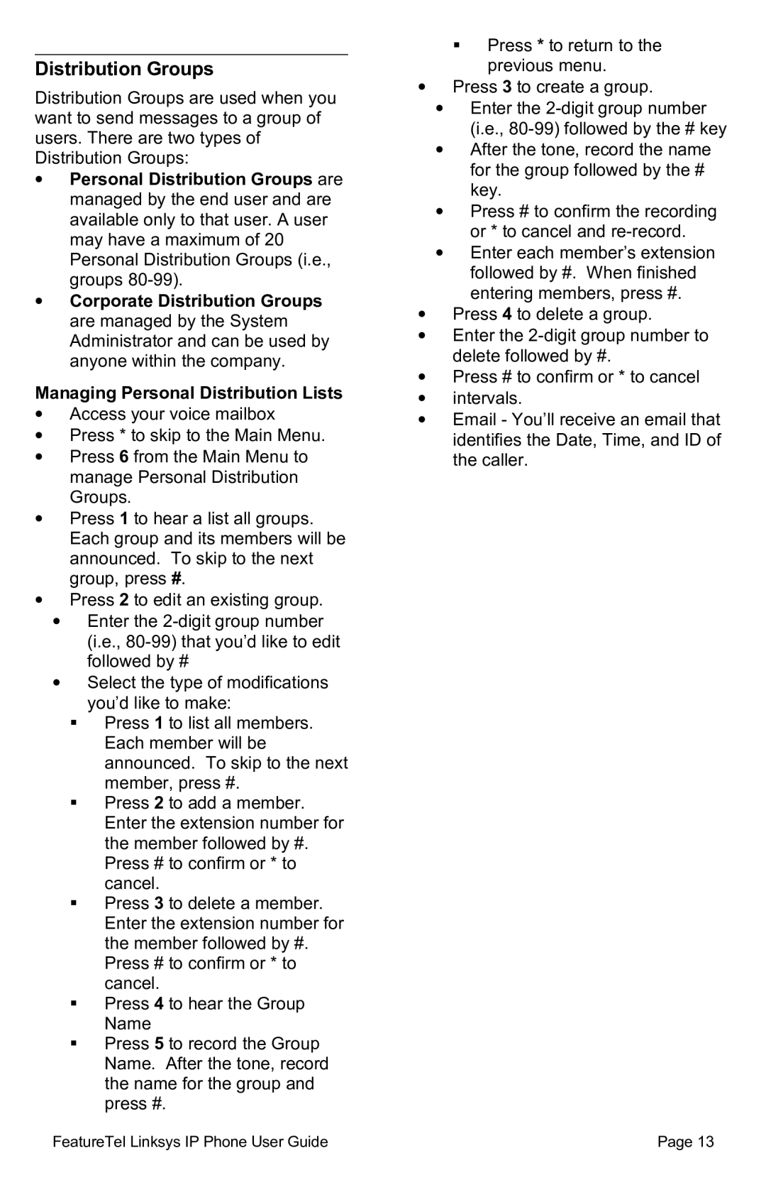 Linksys SPA941/SPA942 manual Distribution Groups 