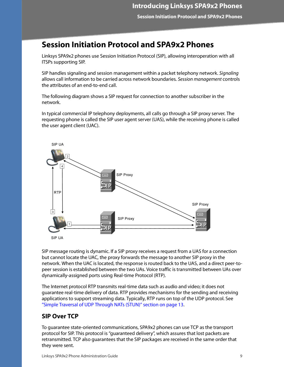 Linksys SPA962, SPA942, SPA932, SPA922 manual Session Initiation Protocol and SPA9x2 Phones, SIP Over TCP 