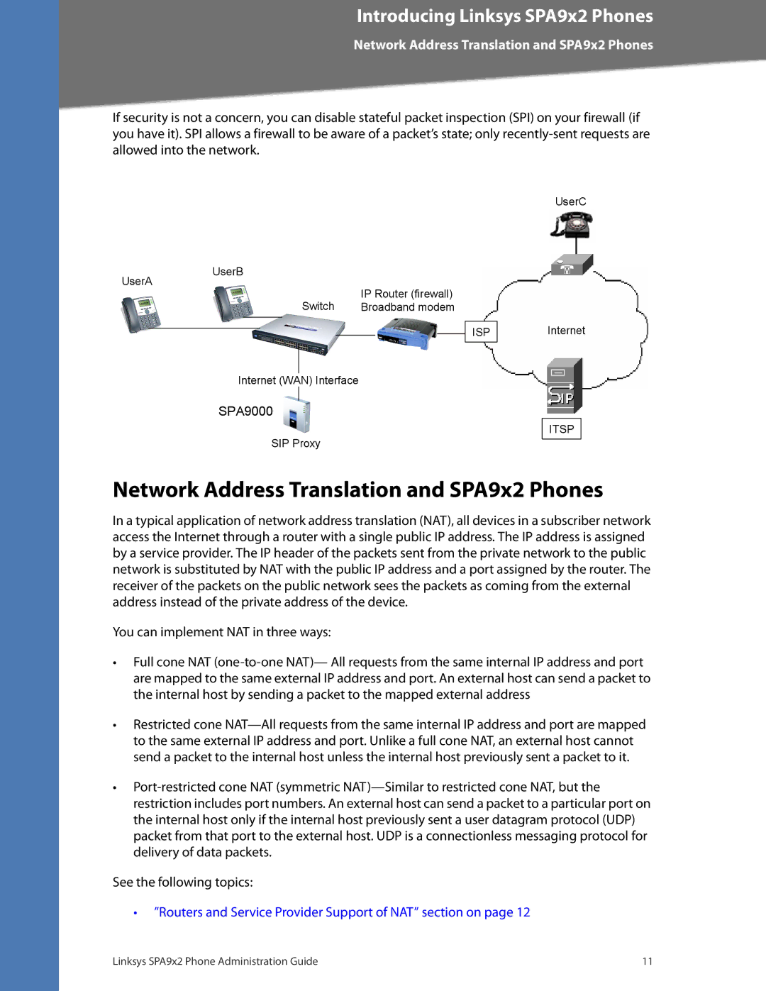 Linksys SPA932, SPA962, SPA942, SPA922 manual Network Address Translation and SPA9x2 Phones 