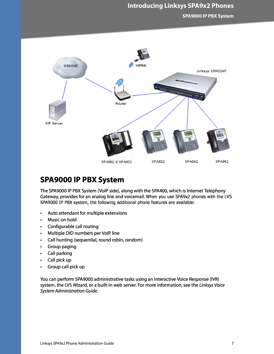 Linksys SPA932, SPA962, SPA942, SPA922 manual SPA9000 IP PBX System, Introducing Linksys SPA9x2 Phones 