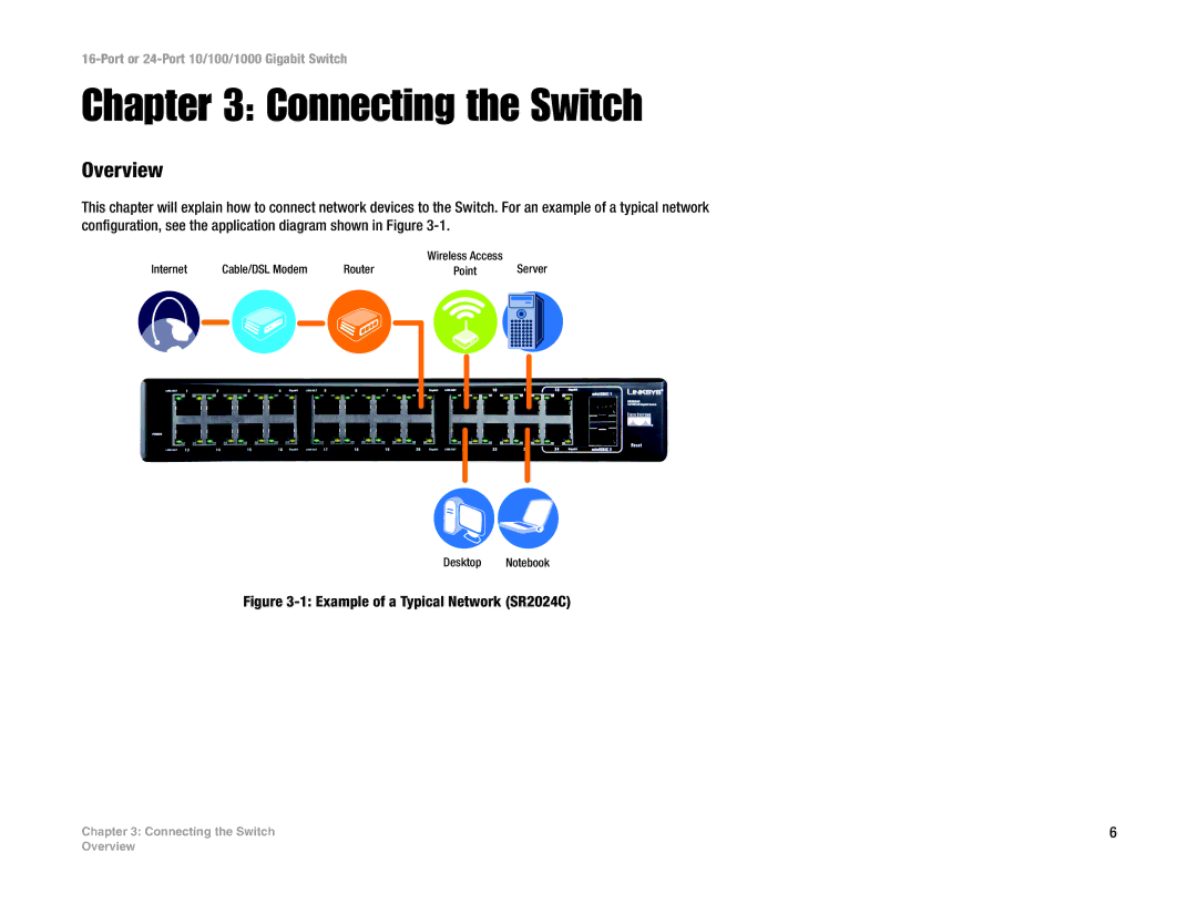 Linksys SR2024C manual Connecting the Switch, Overview 