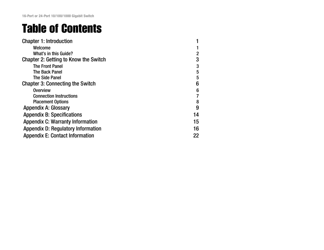 Linksys SR2024C manual Table of Contents 