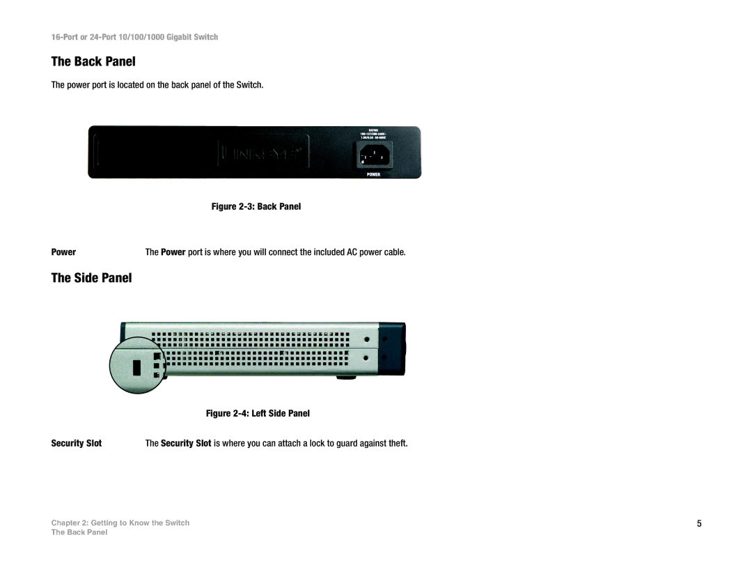 Linksys SR2024C manual Side Panel, Security Slot 