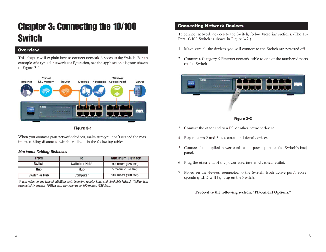 Linksys SR224, SR216 manual Connecting the 10/100, SwitchPlanning Your Network Layout Overview, Connecting Network Devices 